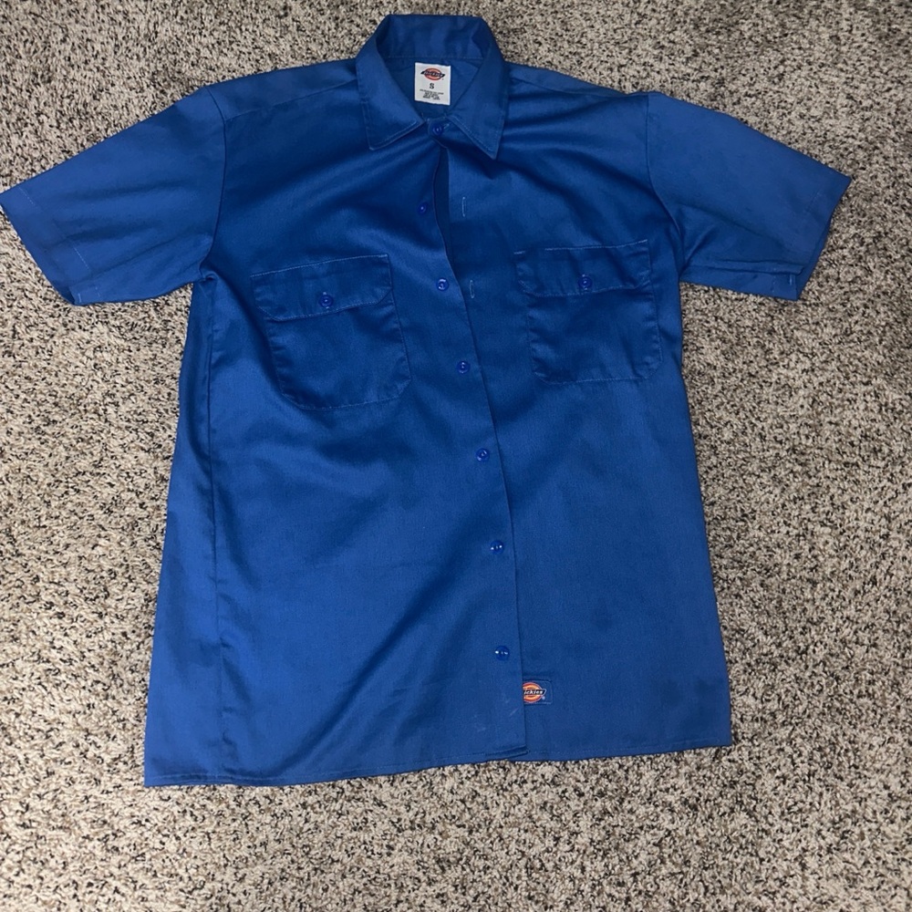 Dickies Men's Casual Blue Button Down Shirt